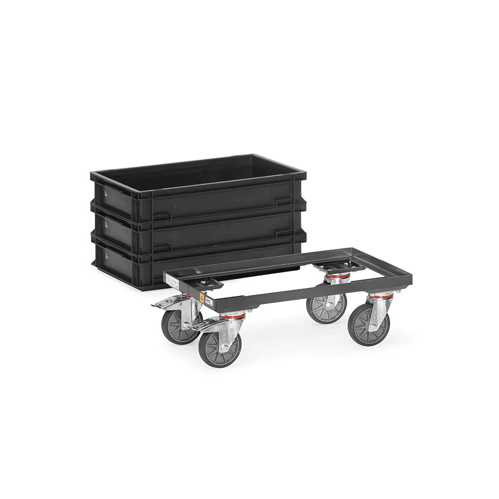 Fetra ESD-Eurokasten-Roller mit offenem Rahmen, 611 x 414 x 209 mm