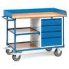 Fetra Werkstattwagen mit Arbeitsplatten, Tragkraft 400 kg, 4 Schubladen und 3 Ladeflächen, 1220 x 650 x 930 mm