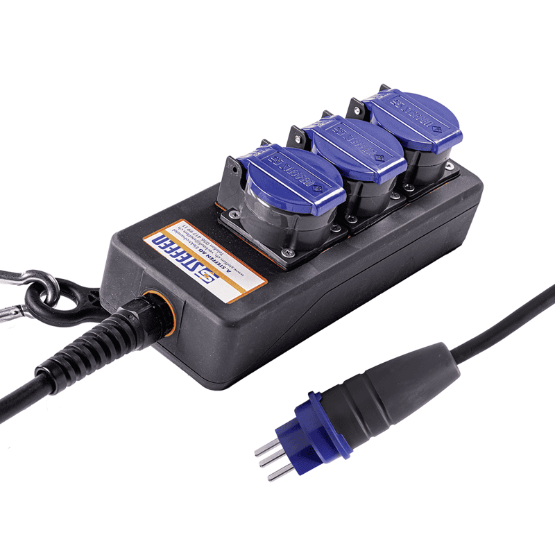 Steffen Multiprise PROFESSIONAL, prises de courant T23, 16 A, GdV 3 x 2.5 mm², IP55, noir/bleu, différents versions