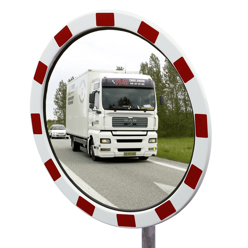 Miroir routier, Type TM avec cadre rouge-blanc
