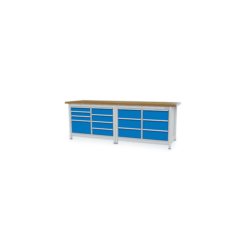 Bedrunka+Hirth Kastenwerkbank, R 18-24, 14 Schubladen, BxT 2500 x 750 mm