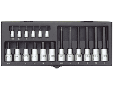 Proxxon Steckschlüsselsatz Innensechskant 1/4" + 1/2", 18-teilig