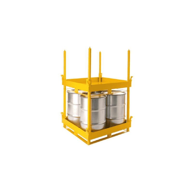 Stahlpalette für 4 x 200 L Fässer mit Atommüll, 1230 x 1230 x 1000 mm