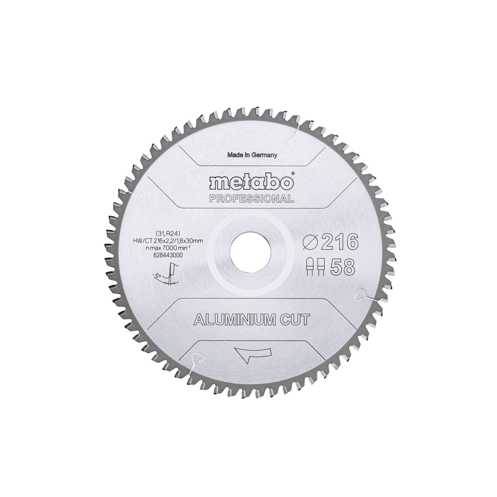 Metabo Kreissägeblatt "Aluminium Cut - Professional" 216 x 30 mm, Z58, FZ / TZ, 5° negativ