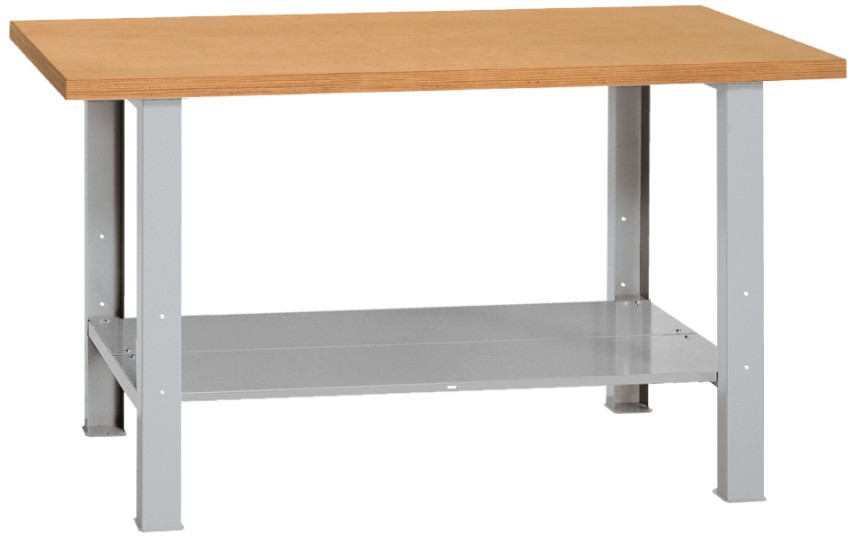 KRAFTWERK Werkbank MODULAR 1500 mit Bodenblech, Buche-Multiplex Arbeitsplatte, BxTxH 1500 x 700 x 840 mm