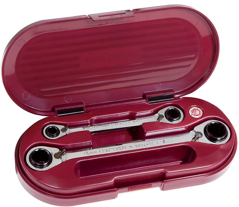 KRAFTWERK PRO LINE 8-in-2 umschaltbarer GearWrench-Satz, 2-teilig, verchromt