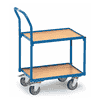 Fetra Roller à étages avec 2 étagères en bois et avec arceau de poussée tubulaire, bord de 15 mm de haut