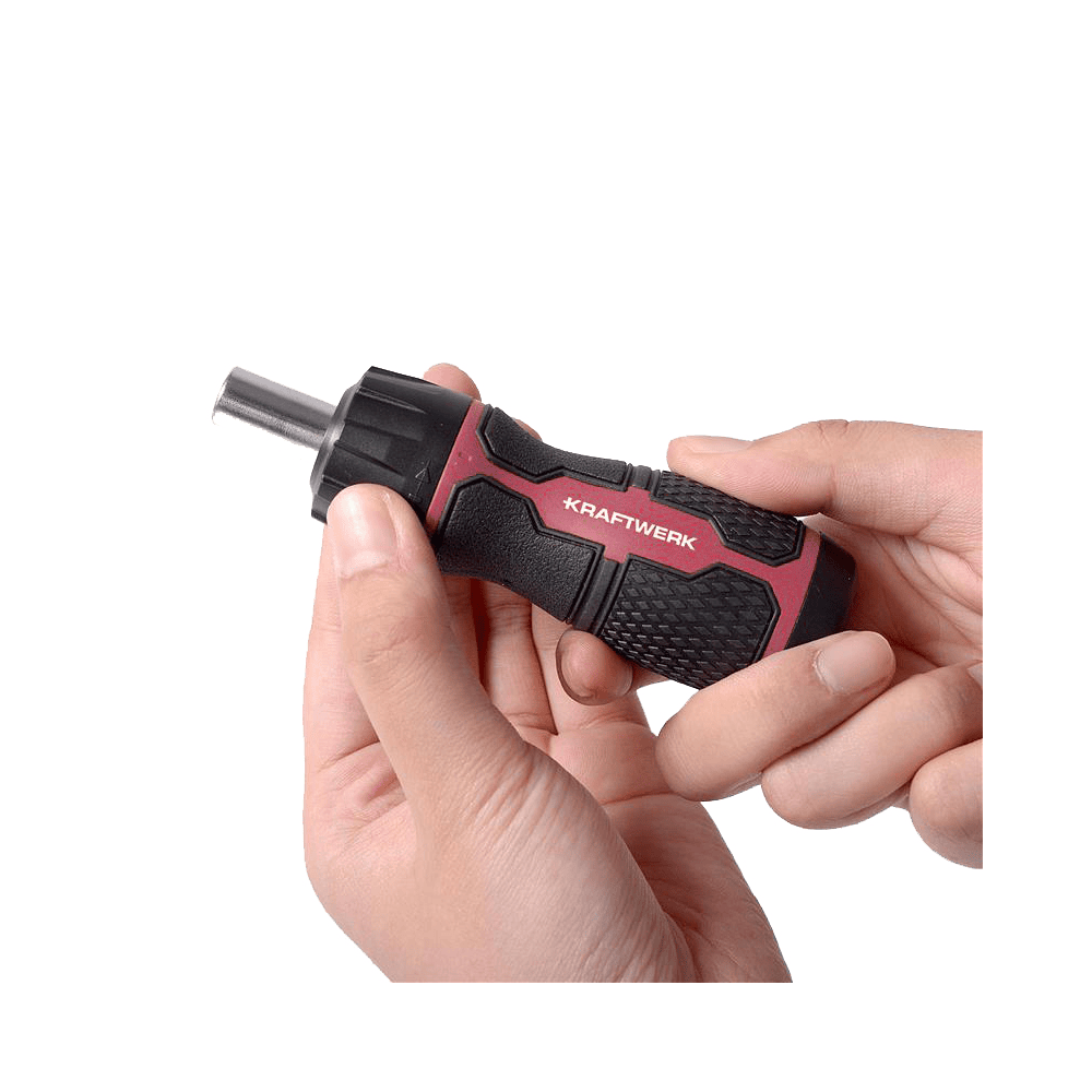 KRAFTWERK Mini-Ratschen-Schraubendreher 6-in-1, 7-teilig mit integriertem Bit-Sortiment