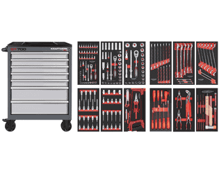 KRAFTWERK Werkstattwagen BT700 7 Schubladen Swiss Line, inkl. Werkzeug, 219-teilig, BxTxH 719 x 474 x 1000 mm