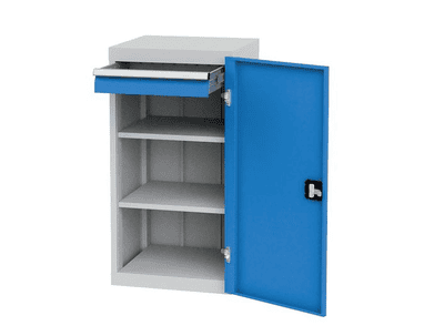 Bedrunka+Hirth Werkstatt-Flügeltürenschrank, Tiefe 500 mm, R 18-16, mit 1 x Schublade und 2 x Fachboden, 530 x 500 x 1019 mm