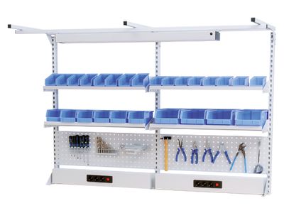 Bedrunka+Hirth Multi-Wand-Aufbau mit Obergestell und 6 Fachboden, BxTxH 2000 x 750 x 1250 mm