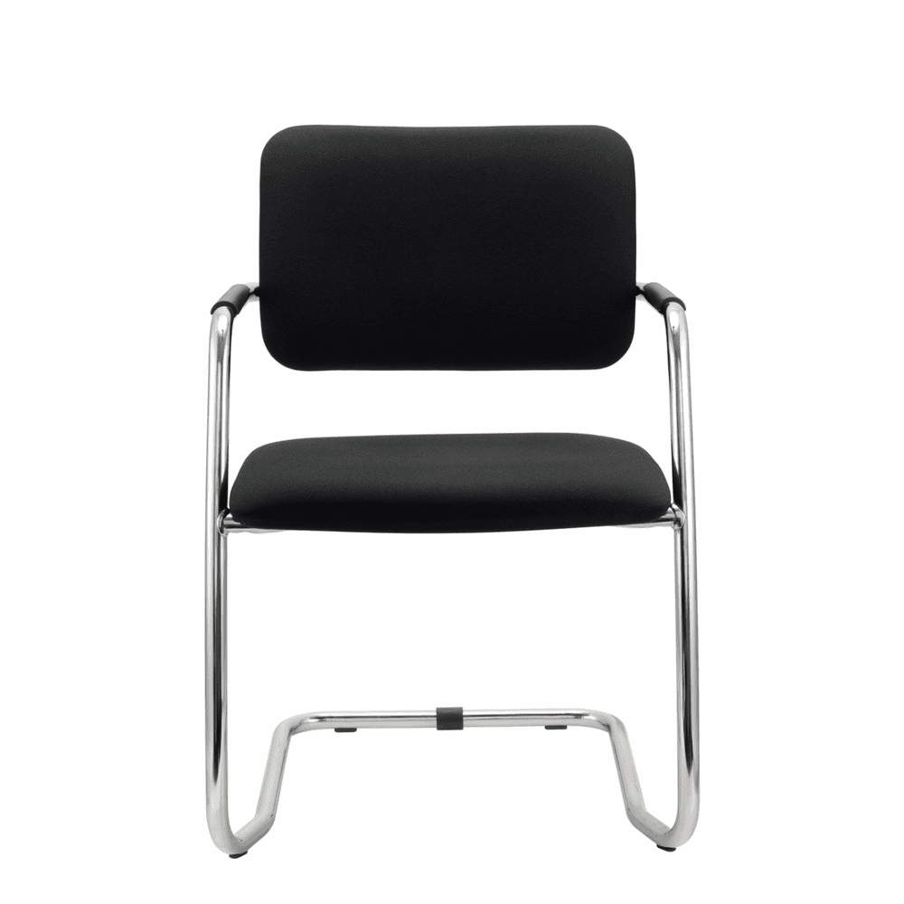 Freischwinger Konferenzstuhl mit integrierten Armlehnen 2er-Set, in schwarz