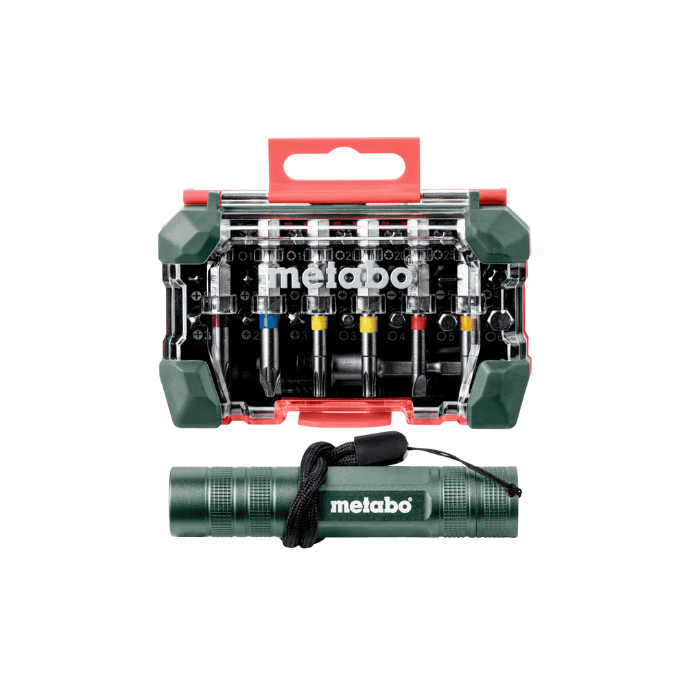 Metabo Bit-Box Promotion, 29-teilig und Mini-Taschenlampe