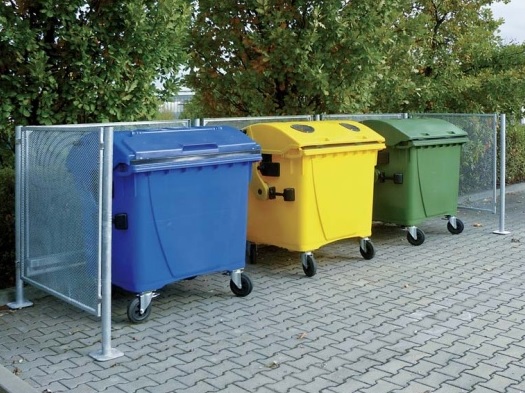 Containerplatz / Sichtschutz für Mülltonnen aus Streckmetall, diverse Längen