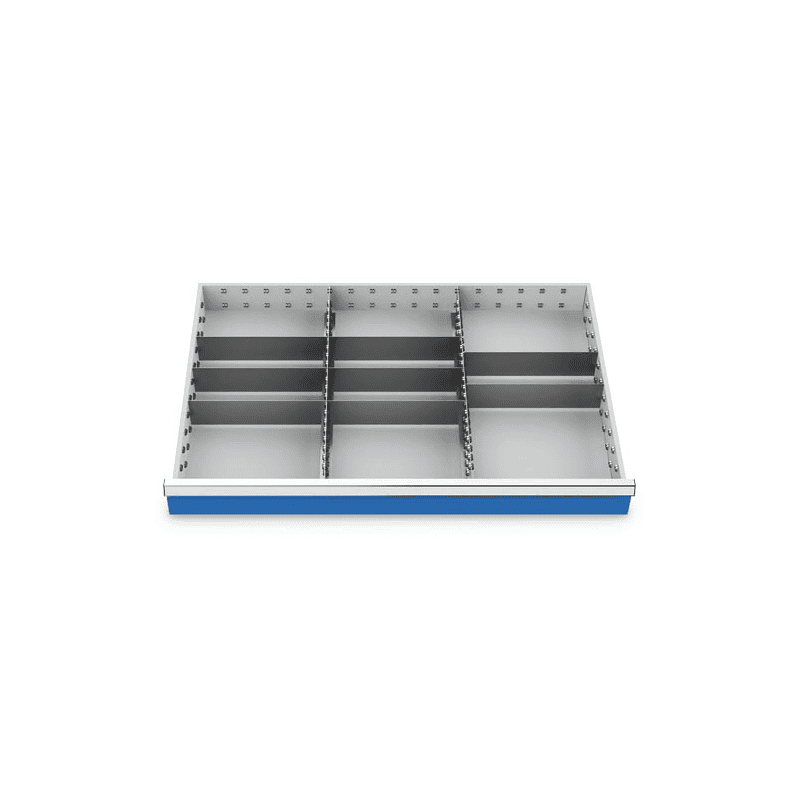Compartimentage des métallique set 10 pièces, R 36-24, dimension utiles des tiroirs 900 x 600 mm, en 4 hauteurs de façade
