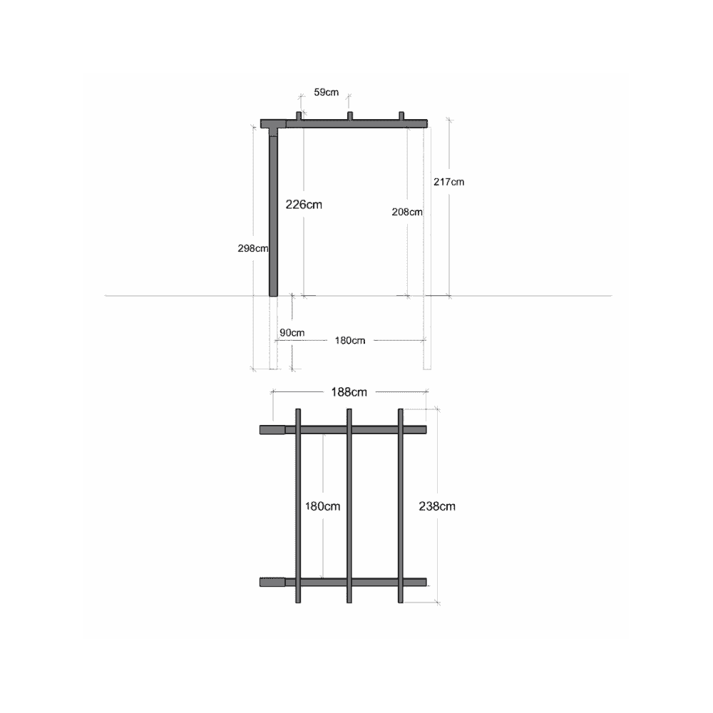 PLUS Doppelpergola Verlängerungsmodul, BxTxH 1880 x 2380 x 2260 mm