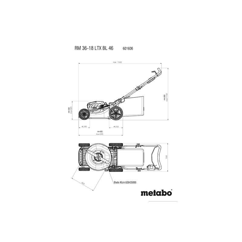 Metabo Akku-Rasenmäher RM 36-18 LTX BL 46, 18 V mit und ohne Akku
