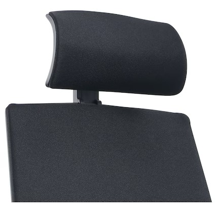 Appuie-tête pour chaise de bureau Phoenix avec accoudoirs, en tissu, noir