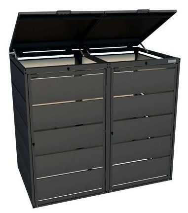 Abri pour poubelles de 240 litres, en acier galvanisé, RAL 7016, disponible en plusieurs modèles