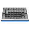 Compartimentage des métallique set 29 pièces, R 36-24, dimension utiles des tiroirs 900 x 600 mm, en 5 hauteurs de façade