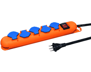 Steffen Steckdosenleiste STRONG, 5 x T13, mit Schalter, 10 A, IP21, Kabel 3 m (GdV 3x1.5mm²), orange