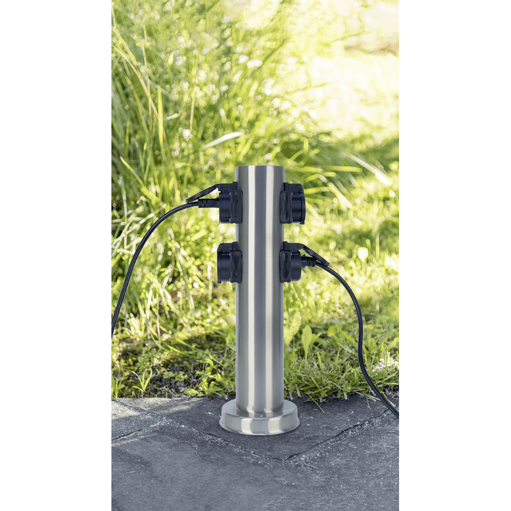 Steffen GardenLine Energiesäule Inox mit 4 x Steckdosen T13, IP55