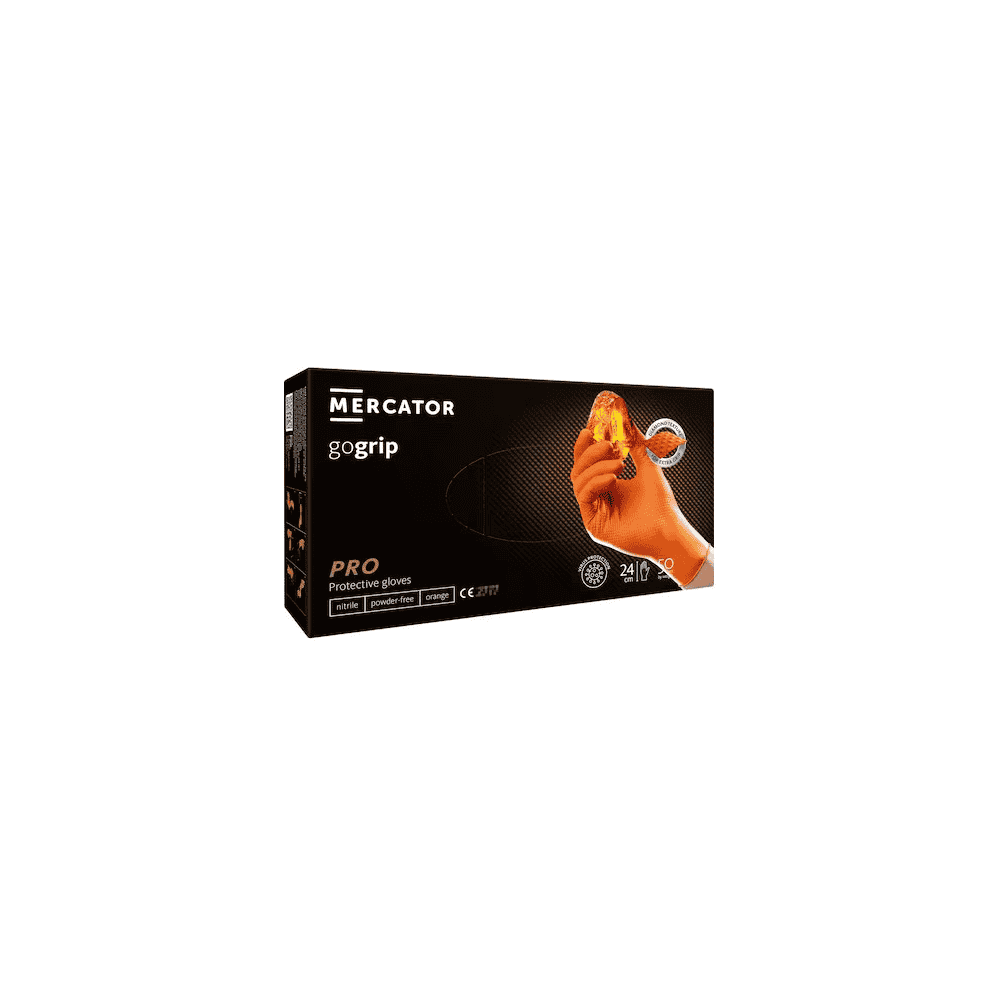 Nitril Einweghandschuhe GoGrip, Packung à 50 Stück, orange, in diversen Grössen