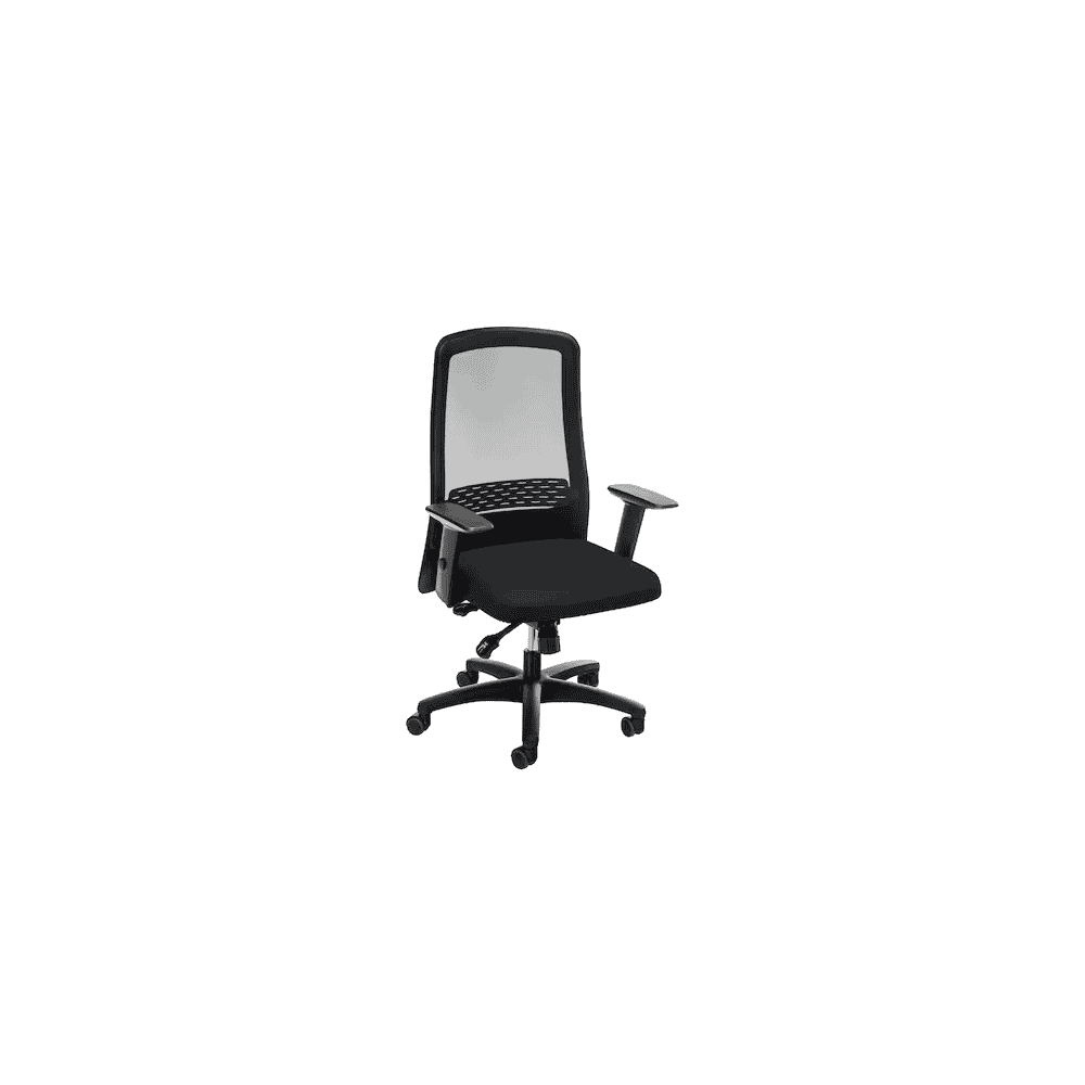 Chaise de bureau ECCON 7172, dossier haut en maille, mécanisme synchrone, noir