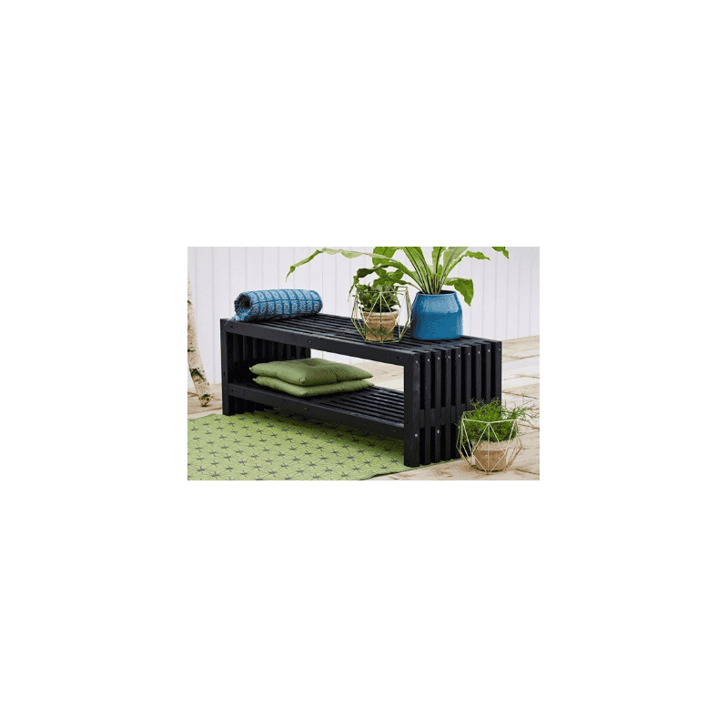 Banc rustique, deux couleurs, deux longueurs, avec ou sans étagère