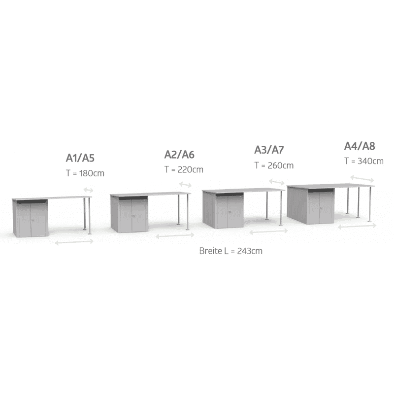 Biohort toit latéral taille L pour abri de jardin AvantGarde® et AvantGarde® ECO, A1-A8, en 3 couleurs
