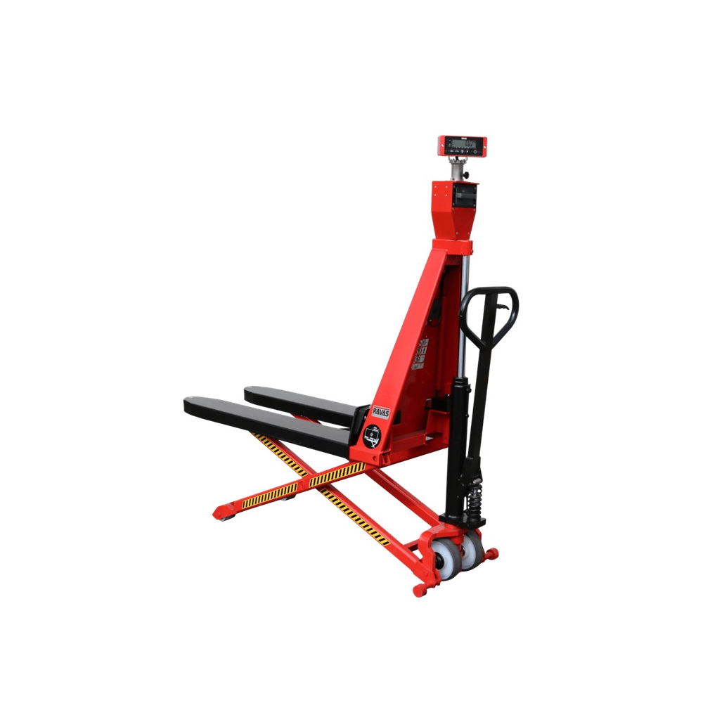 RAVAS Ergo Scissor Lift Scherenhubwagen mit Waage, Tragkraft 1'000 kg, Anzeigeschritt 0,5 - 1 kg, manuell / elektrisch