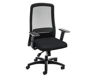 Chaise de bureau ECCON 7172, dossier haut en maille, mécanisme synchrone, noir