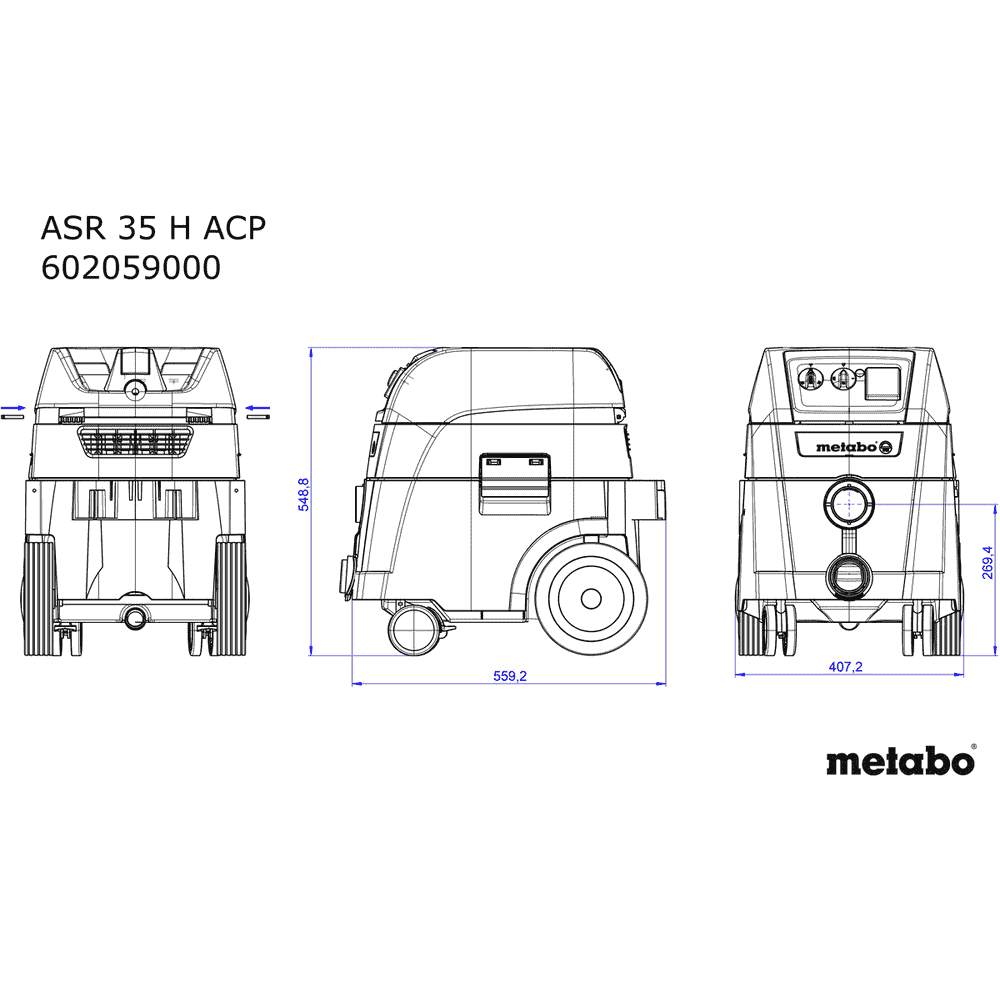 Metabo Aspirateur universel ASR 35 H ACP, 1400 Watt, avec secouage électromagnétique