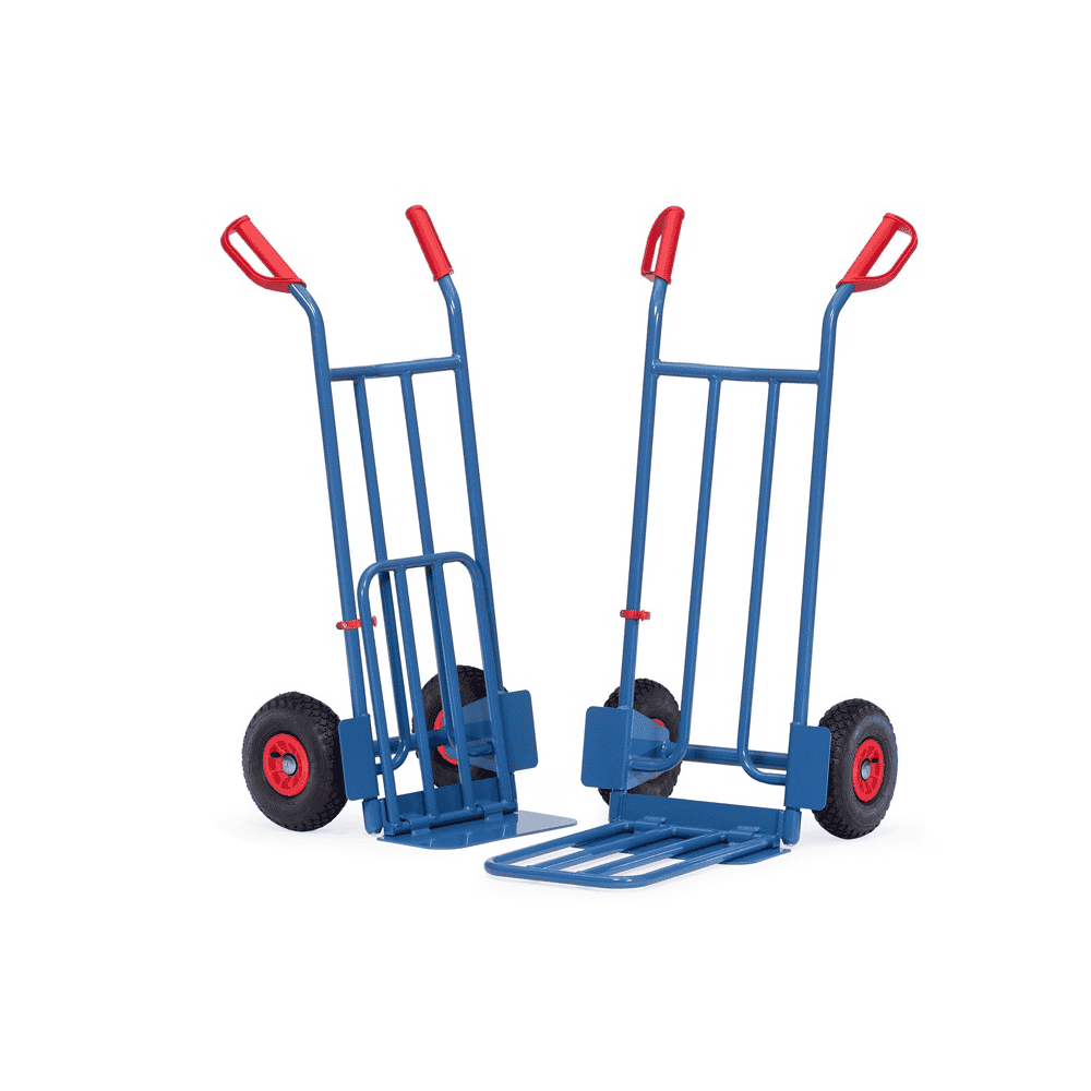 Fetra Paketkarre mit grosser Stahlrohr-Klappschaufel, Höhe 1150 mm, 250 kg Tragkraft