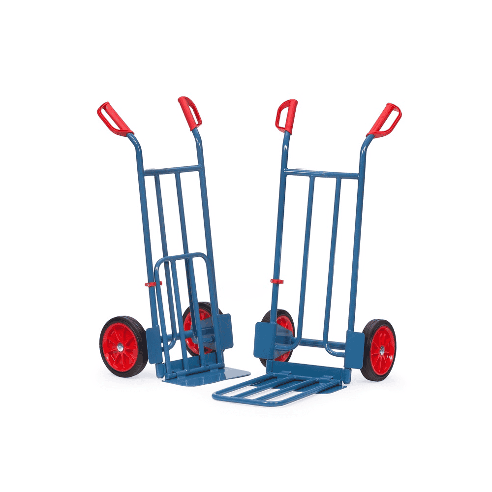 Fetra Paketkarre mit grosser Stahlrohr-Klappschaufel, Höhe 1150 mm, 250 kg Tragkraft