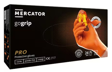 Nitril Einweghandschuhe GoGrip, Packung à 50 Stück, orange, in diversen Grössen