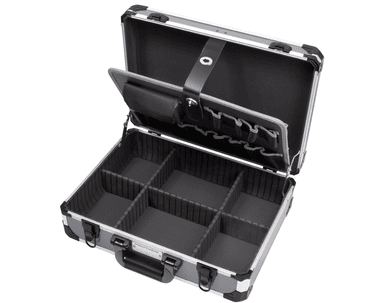 KRAFTWERK BASIC LINE Alu-Werkzeugkoffer mit Metalleckenschutz, leer, BxTxH 430 x 331 x 150 mm