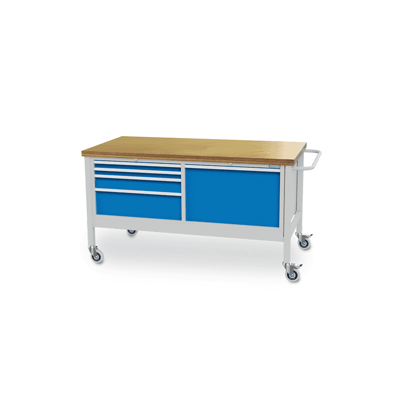 Bedrunka+Hirth Mobile Werkbank, R 24-24, 5 Schubladen und 1 Flügeltüre, BxTxH 1500 x 750 x 860 mm