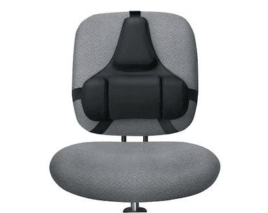 Support dorsal et lombaire avec coussin en mousse à mémoire de forme en 3 parties, pour chaises de bureau, noir