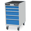 Bedrunka+Hirth Mobiler Schubladenschrank, R 18-24, 5 Schubladen, 555 x 736 x 990 mm