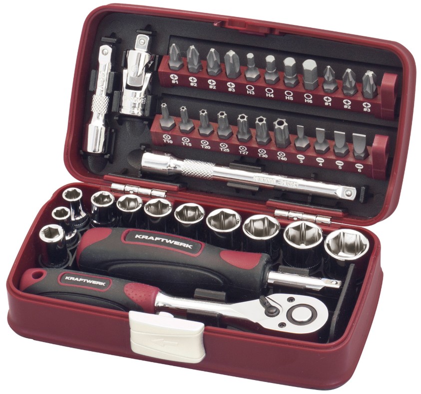 KRAFTWERK PRO LINE Steckschlüssel-Satz 1/4", 38-teilig, mit Umschaltknarre und Zubehör
