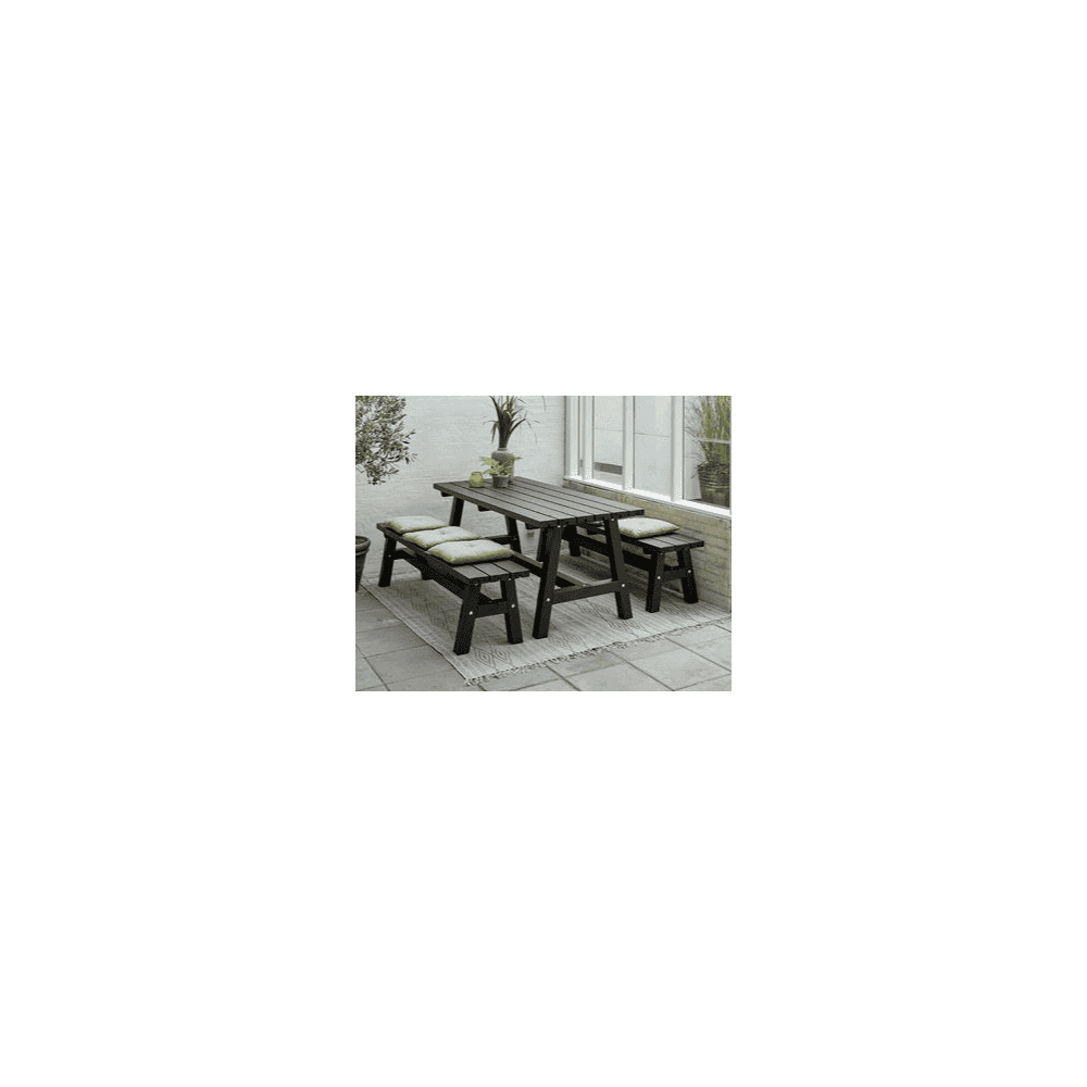 Country table et banc de jardin, trois coleurs, 1770 x 1810 x 760 / 450 mm
