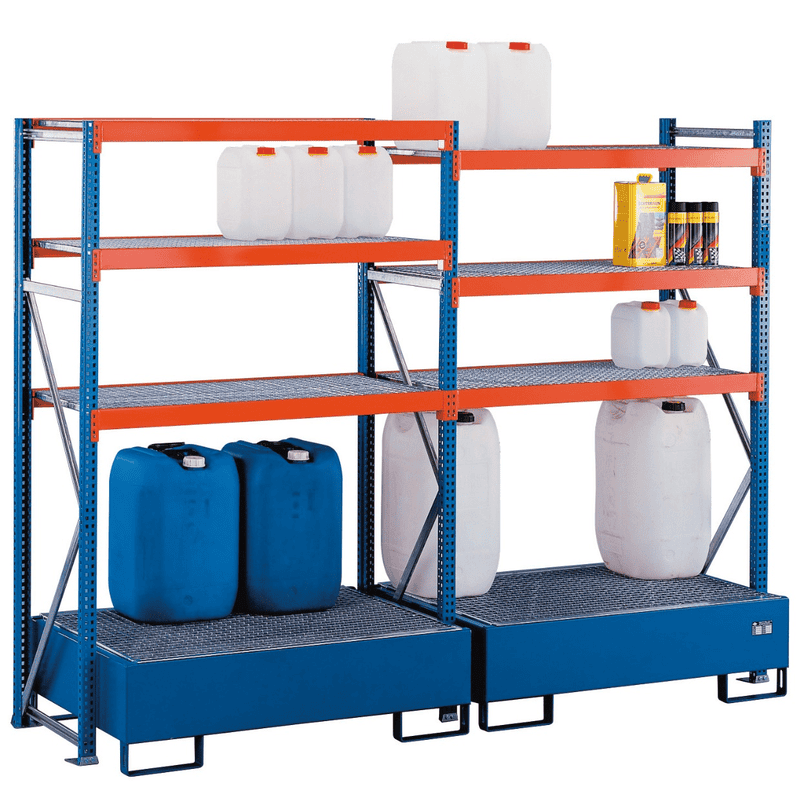 Schulte W-100 Kit de rayonnage environnemental pour le stockage de substances polluantes, l x p x h 2000 x 1250 x 600 mm