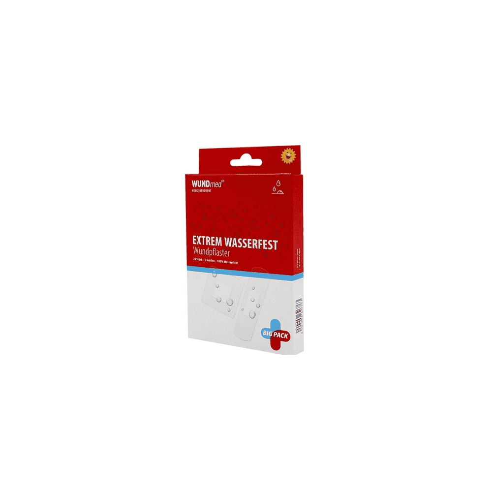 Pansements adhésifs extrêmement imperméables, grand format, WUNDmed, boîte de 20 pièces