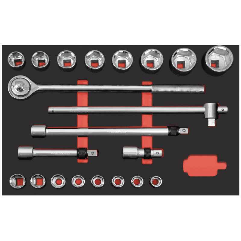 KRAFTWERK PRO LINE EVA Steckschlüssel-Einlage 3/4", LxB 600 x 400 mm, 21-teilig