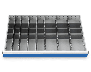 Compartimentage des métallique set 31 pièces, R 36-24, dimension utiles des tiroirs 900 x 600 mm, en 5 hauteurs de façade