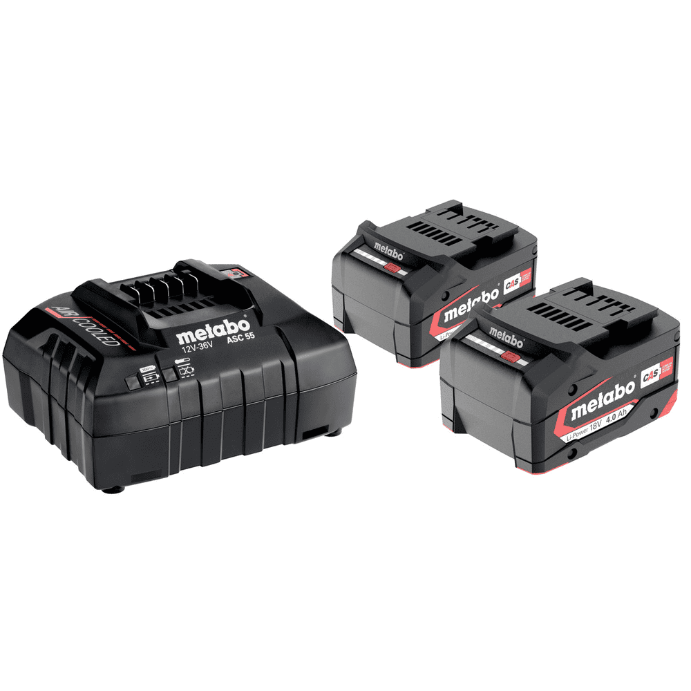 Metabo Basis-Set 18 V Li-Ion 4.0 Ah, 2 x Akkus und Ladegerät ASC 55