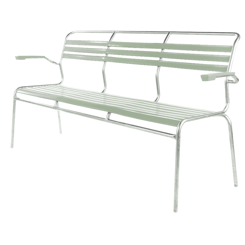 Schaffner SÄNTIS banc avec lattes, structure en tube d'acier galvanisé à chaud, disponible en plusieurs versions