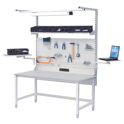 Bedrunka+Hirth ESD-Tisch workergo 4-Fuss mit Multi-Wand-Aufbau, BxTxH 1500 x 750 x 700-1045 mm