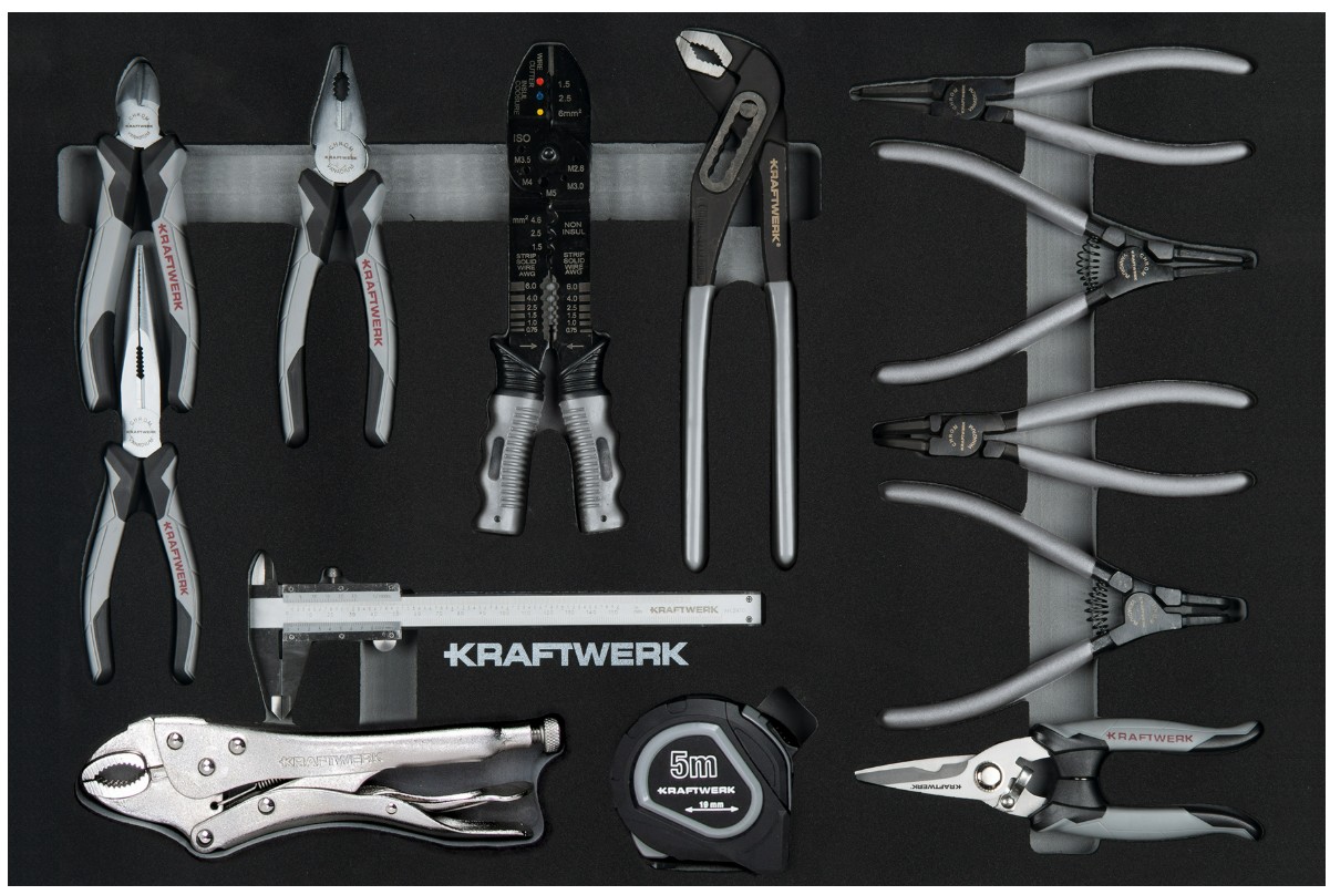 KRAFTWERK BASIC LINE EVA Insert pour outils à pince et outils de mesure, 600 x 400 mm, 13 pièces